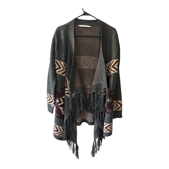 Bluenotes Shawl Aztec Fringe Western Sweater Size S Women - Picture 2 of 9